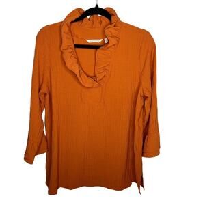 SOFT SURROUNDINGS / Constance Ruffle burnt orange top / M